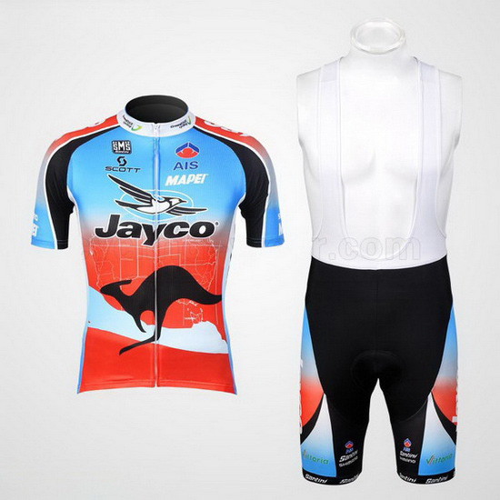 Maillot Jayco Tirantes Mangas Cortas celeste Y Rojo